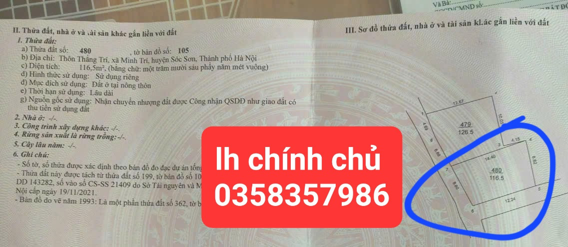 Bán đất 116.5m² ngang 8.82m giá 2.67 tỷ Xã Kim Anh