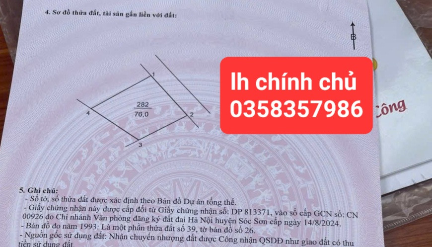 Bán đất 76m² ngang 8.76m giá 1.9 tỷ Xã Kim Anh