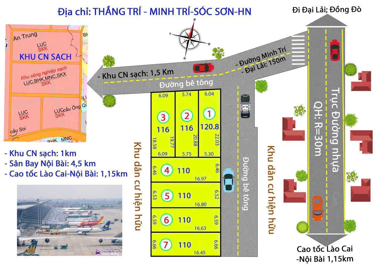 Bán đất 110m² ngang 6.5m giá 1.95 tỷ Xã Kim Anh