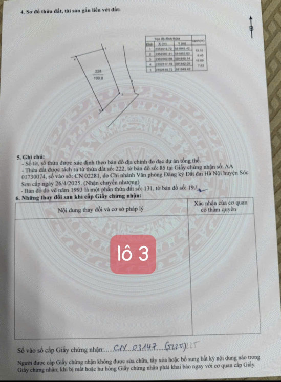 Bán đất 100m² ngang 7.22m giá 1.45 tỷ Xã Kim Anh