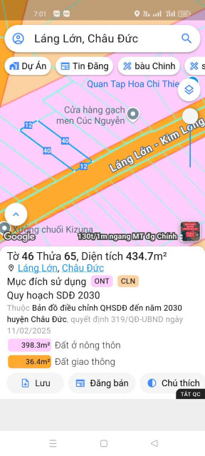 Bán đất 460.1m² giá 2.22 tỷ Xã Kim Long