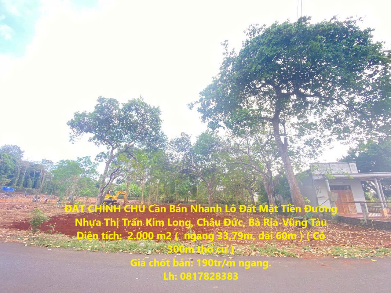 ĐẤT CHÍNH CHỦ Cần Bán Nhanh Lô Đất Mặt Tiền Đường Nhựa Thị Trấn Kim Long, Châu Đức, Bà Rịa-Vũng Tàu