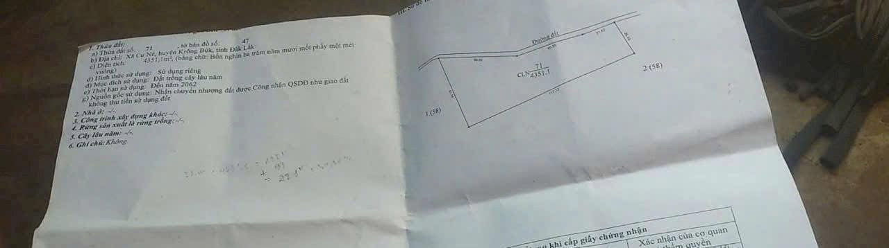 Bán đất 4378.2m² giá 500 triệu Xã Krông Búk