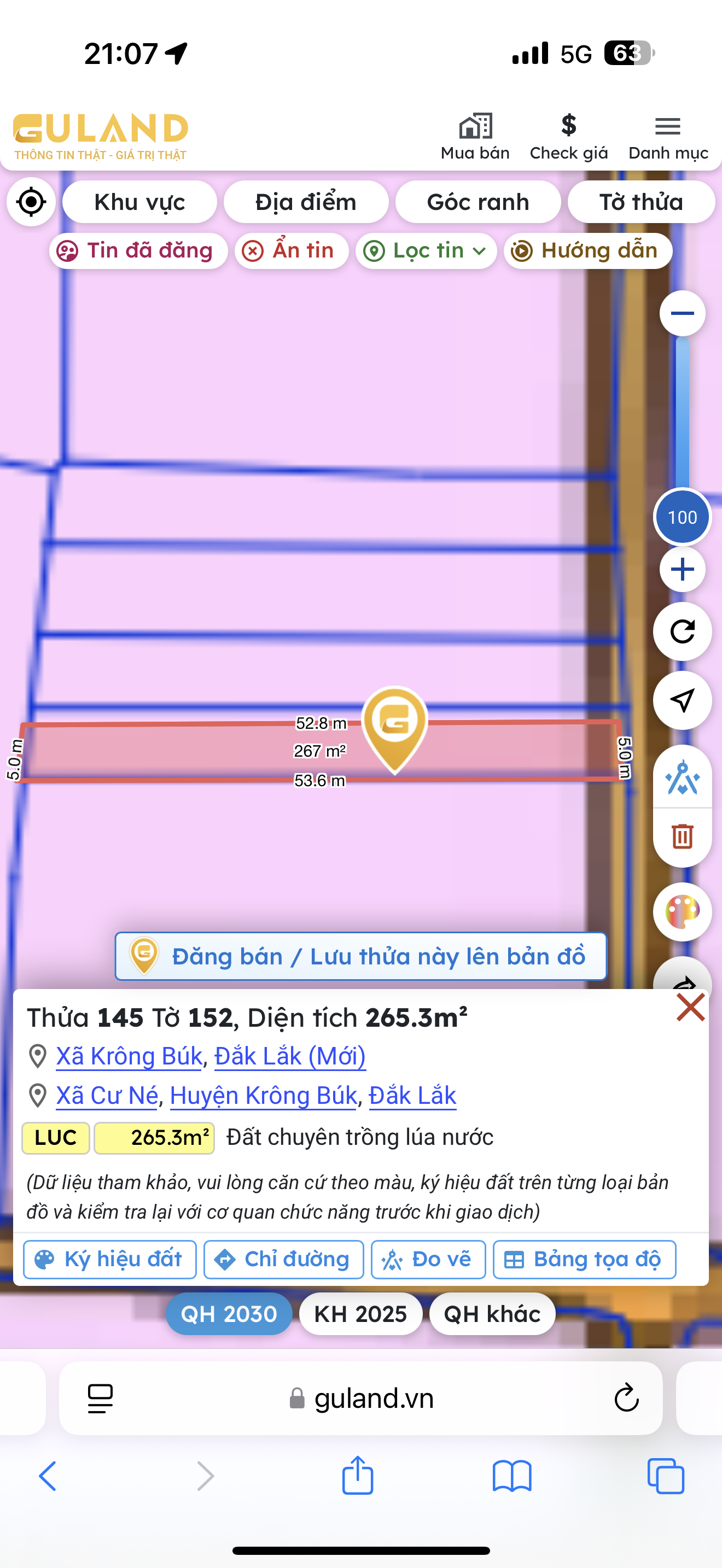 Bán đất 265.3m² giá 200 triệu Xã Krông Búk