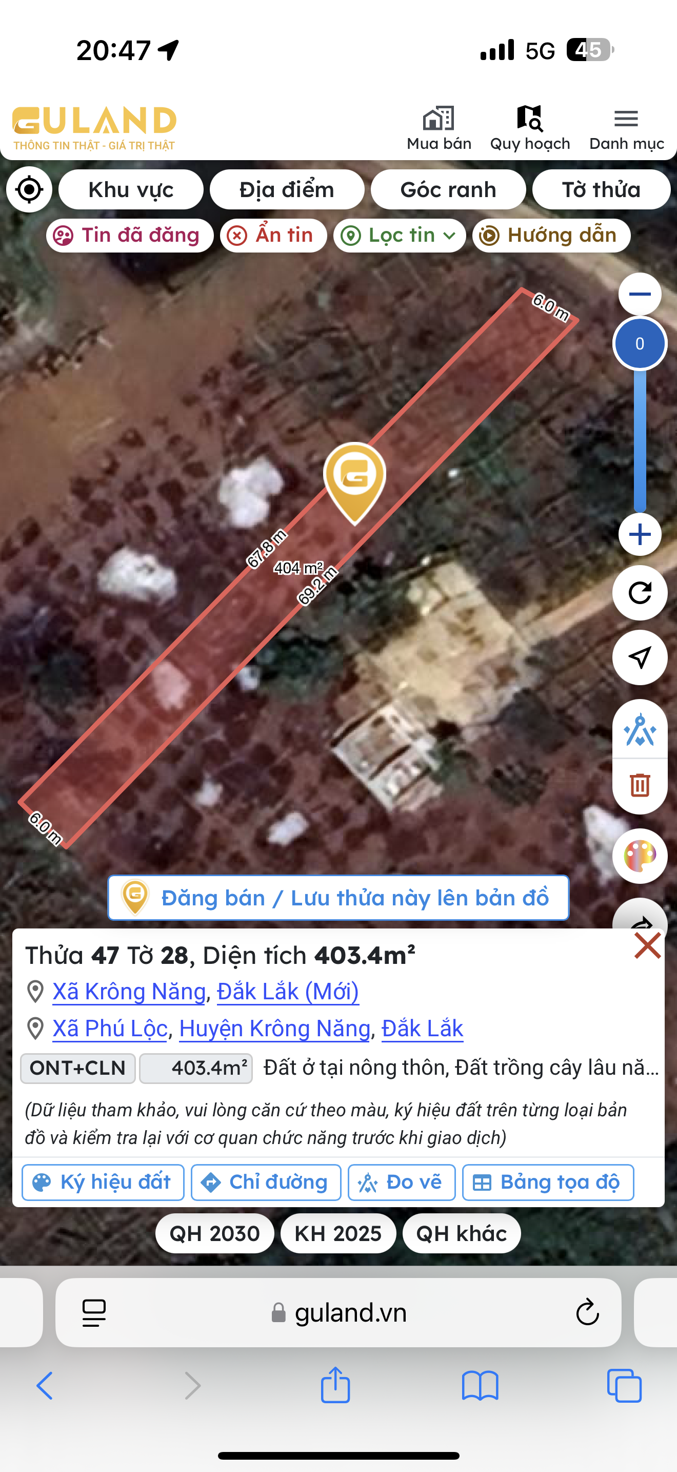Bán đất 403.4m² ngang 6m giá 365 triệu Xã Krông Năng