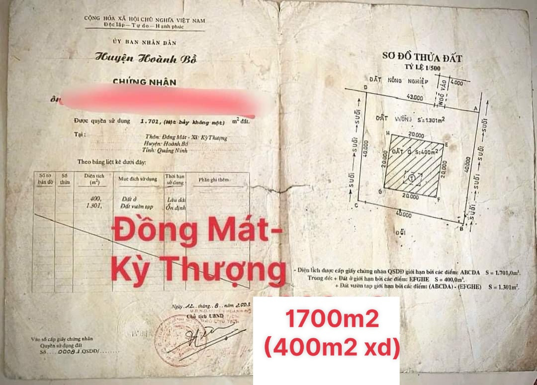 ĐẤT GIÁP SUỐI - XÃ KỲ THƯỢNG
