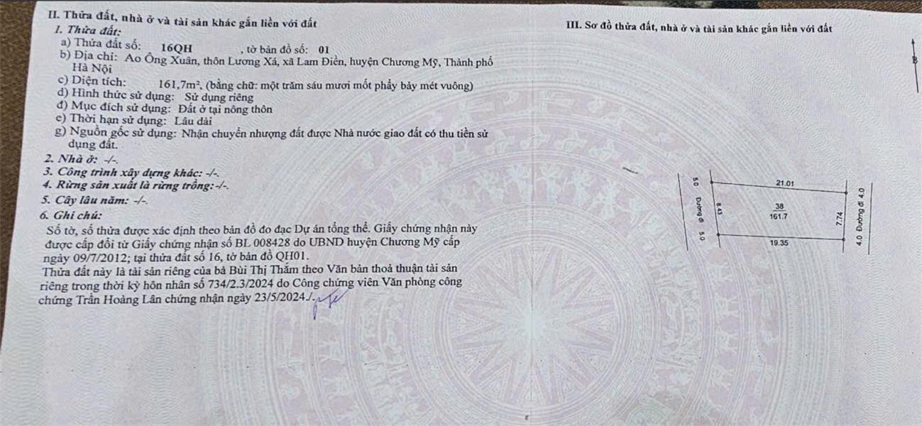 Đất đẹp- giá tốt cần bán nhanh lô đất vị trí tại huyện Chương Mỹ, TP Hà Nội
