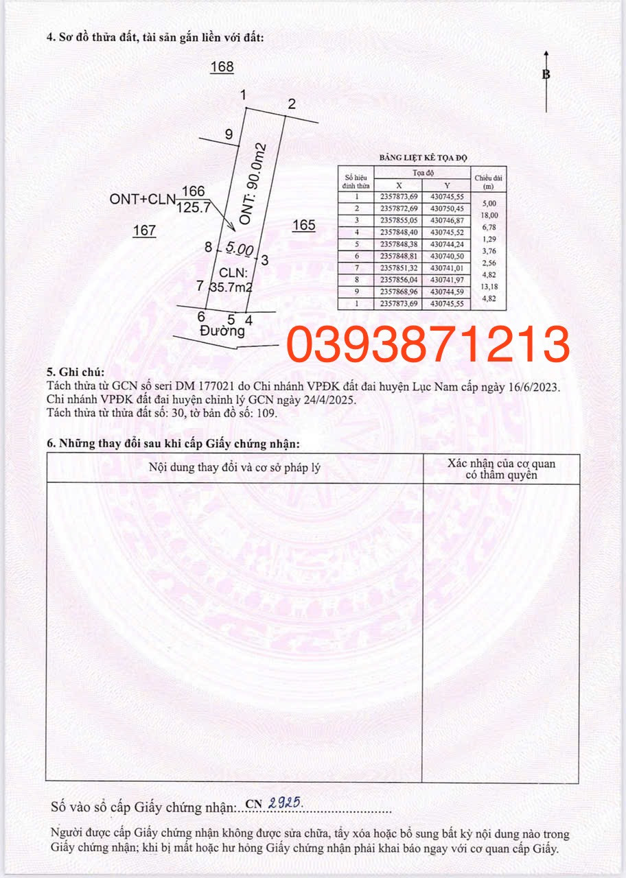 Bán đất 120m² có sẵn 90m² thổ cư ngang 5m giá 1.5 tỷ tại Xã Lạng Giang