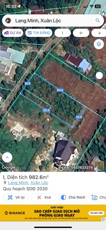 Bán đất 982m² 2.5 tỷ tại Xã Lang Minh Huyện Xuân Lộc