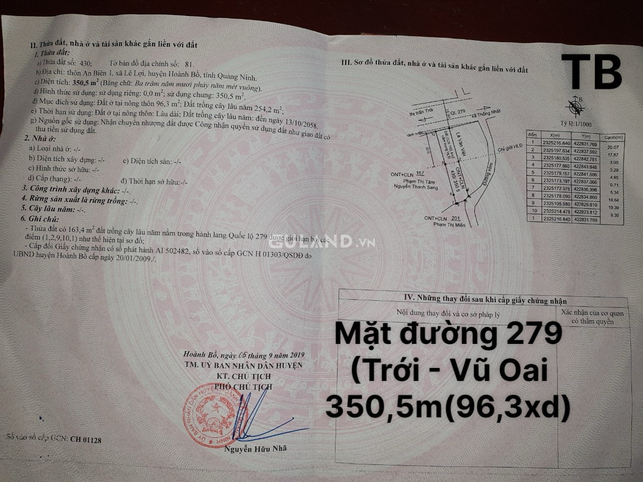 Đất Mặt Đường QL 279