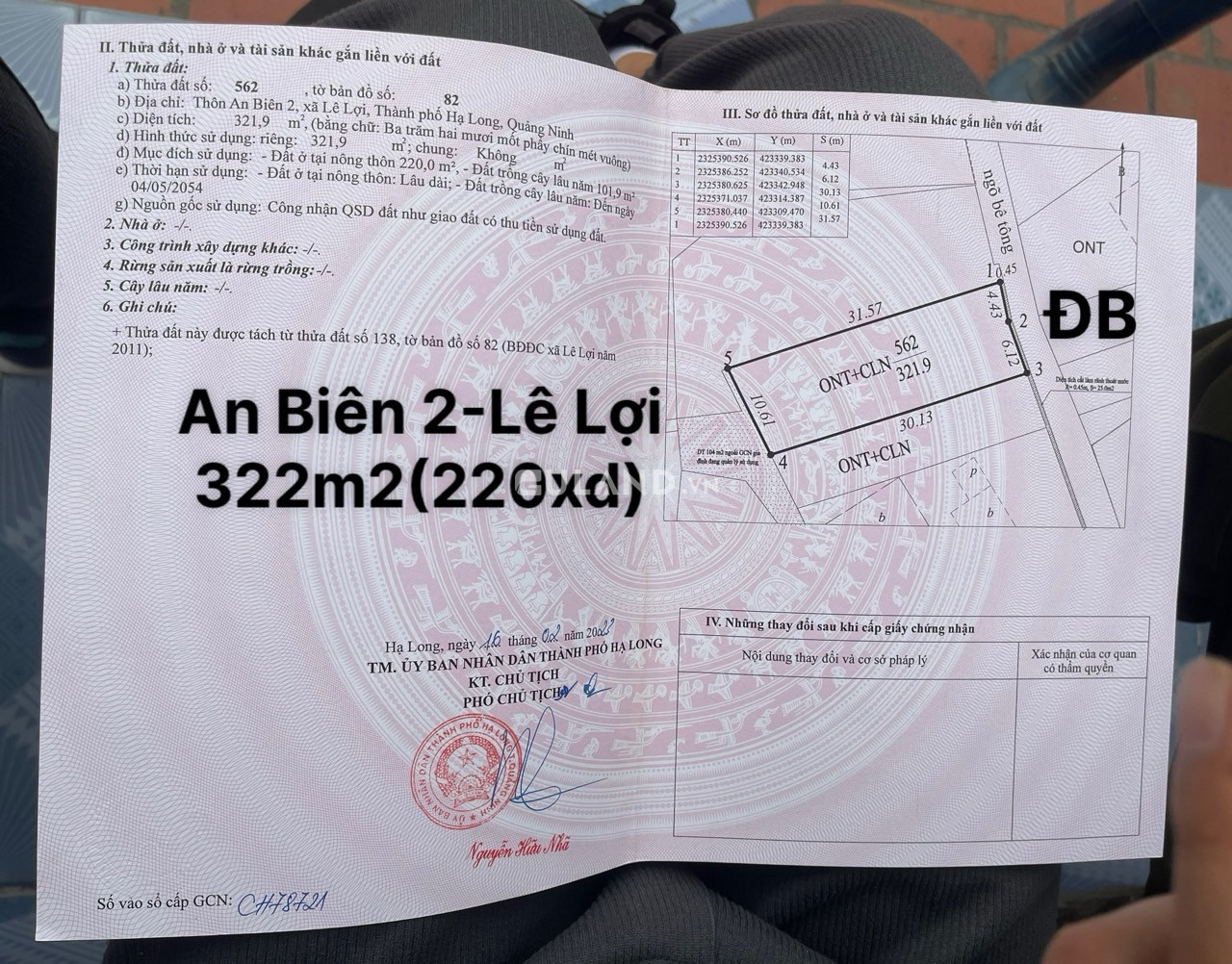 Đất Thổ Cư Xã Lê Lợi (Gần QL 279)