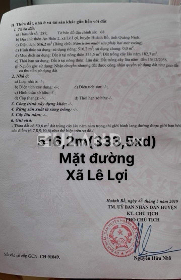 ĐẤT MẶT ĐƯỜNG KINH DOANH - XÃ LÊ LỢI