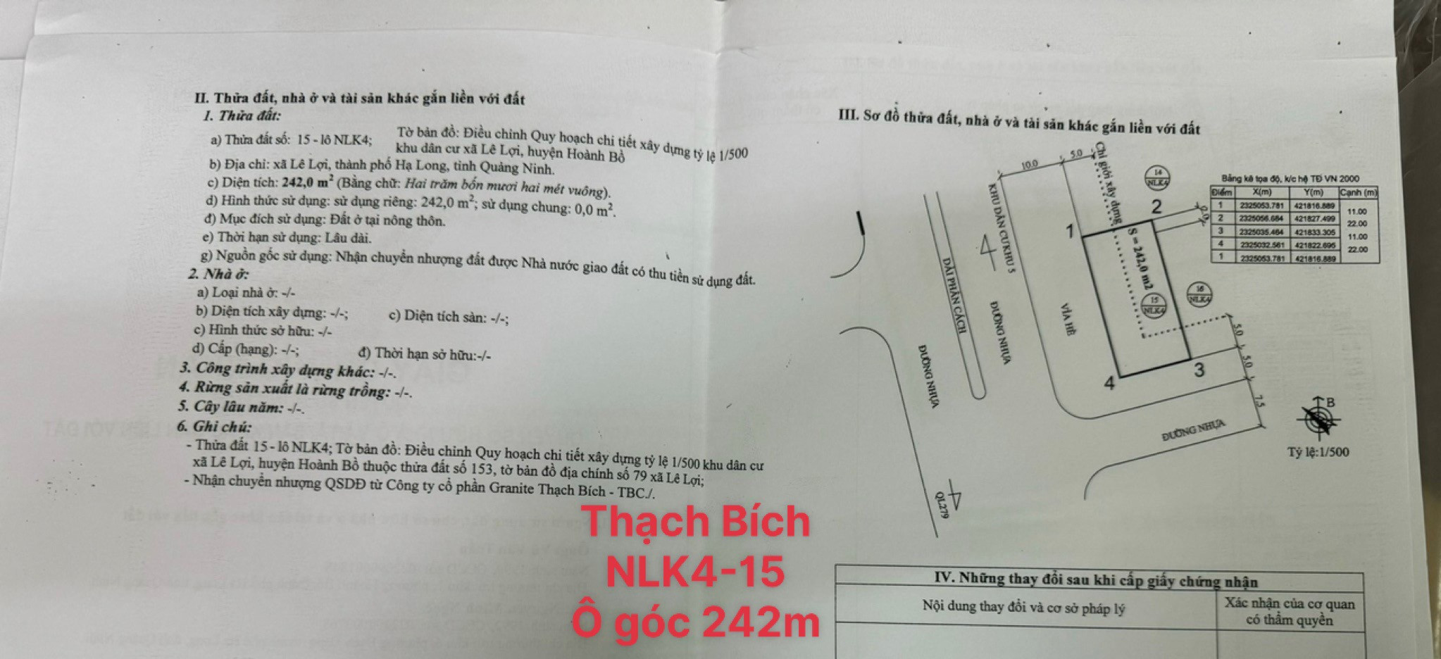 Ô GÓC MẶT ĐƯỜNG TO - DỰ ÁN THẠCH BÍCH
