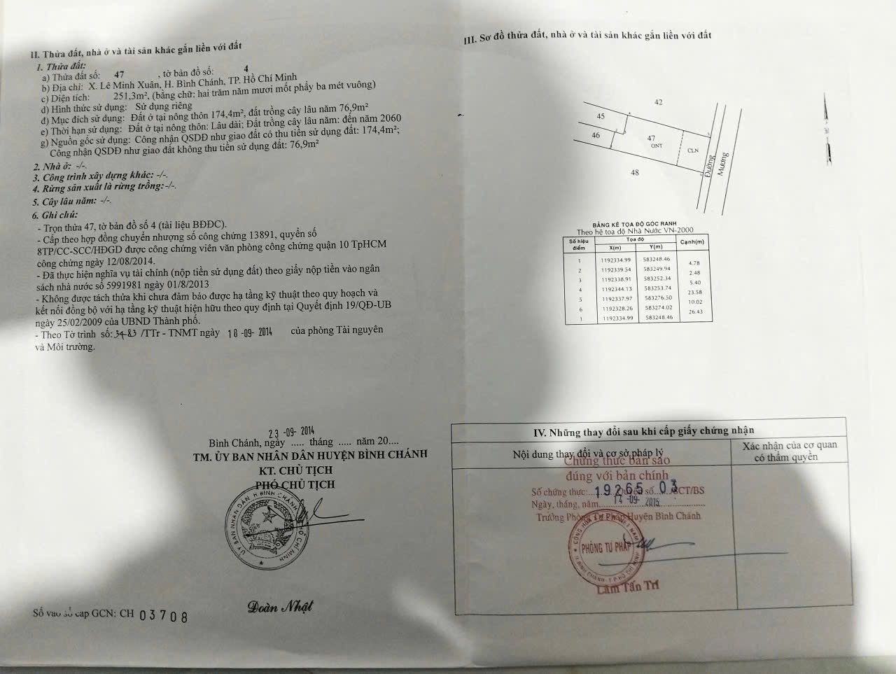 🔥Chính chủ cần bán lô đất ở xã Lê Minh Xuân , Huyện Bình Chánh . DT 251,3m2 , thổ cư 174,4m2 , đường  oto . Giá 4,2 tỷ còn TL ít