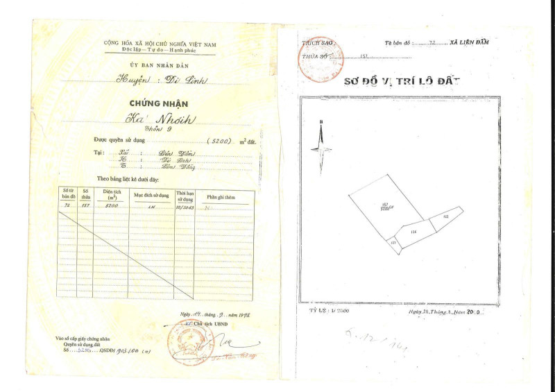 Bán 1ha5 xã liên đầm, di linh