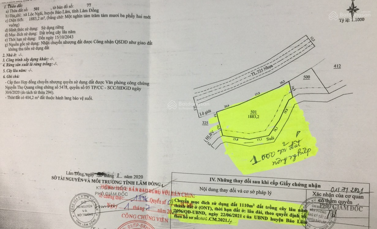 Cần bán 1883m2 đất tại Lộc Ngãi