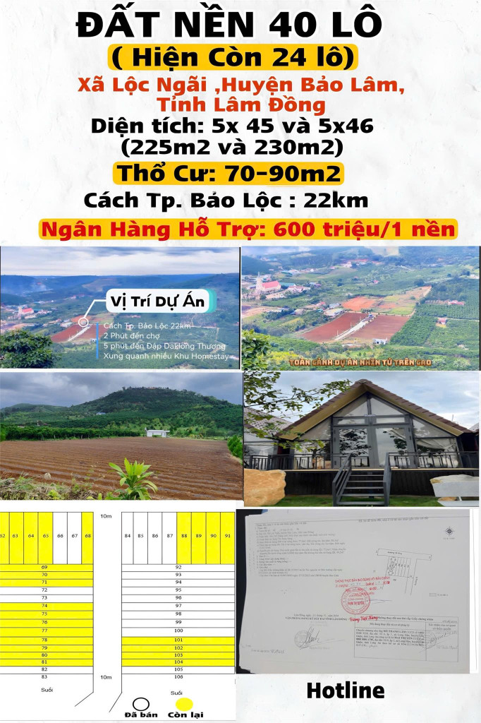 ĐẤT ĐẸP – GIÁ ĐẦU TƯ - CẦN BÁN 24 LÔ ĐẤT NỀN VỊ TRÍ ĐẸP TẠI Lộc Ngãi ,Bảo Lâm, Lâm Đồng