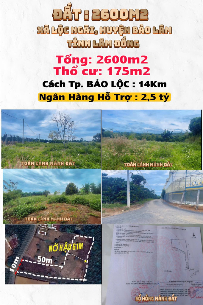CHÍNH CHỦ CẦN BÁN LÔ ĐẤT VỊ TRÍ ĐẸP TẠI Lộc Ngãi ,Bảo Lâm, Lâm Đồng