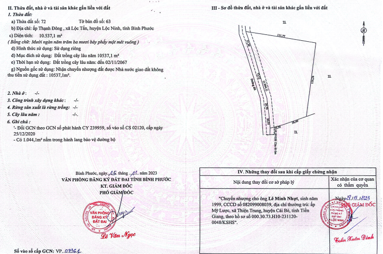 Bán đất 10537m² ngang 160m giá 6.1 tỷ Xã Lộc Tấn