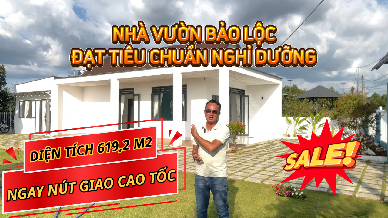 Bán nhà vườn Bảo Lộc mặt tiền đường Lộc Tân. Diện tích 619,2m2. Nở hậu. Nhà đẹp mộng mơ.