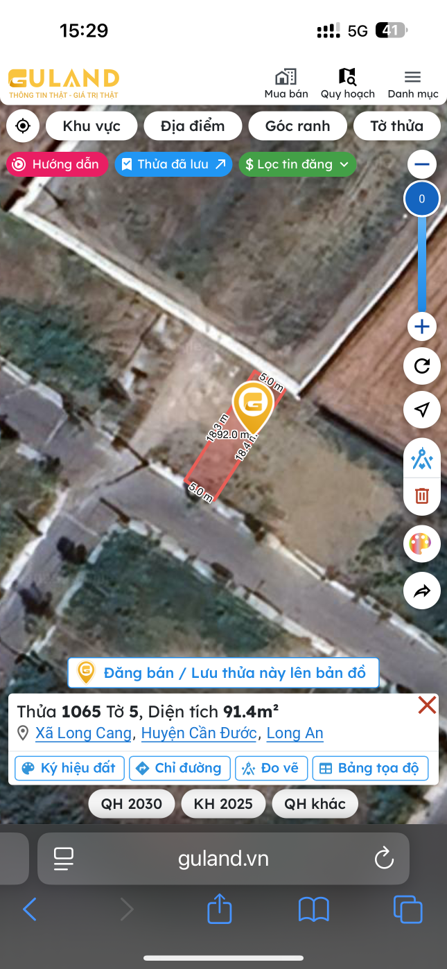 Bán đất 91.4m² 1.25 tỷ tại Xã Long Cang Huyện Cần Đước