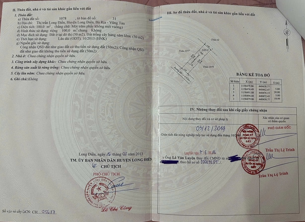 Bán đất 100m² ngang 5m giá 890 triệu Xã Long Điền