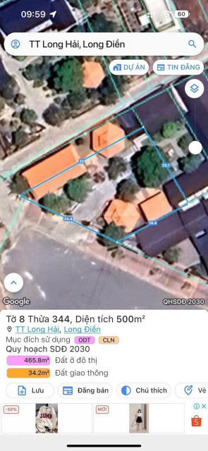 Bán đất 500m² ngang 24m giá 9.5 tỷ Xã Long Hải