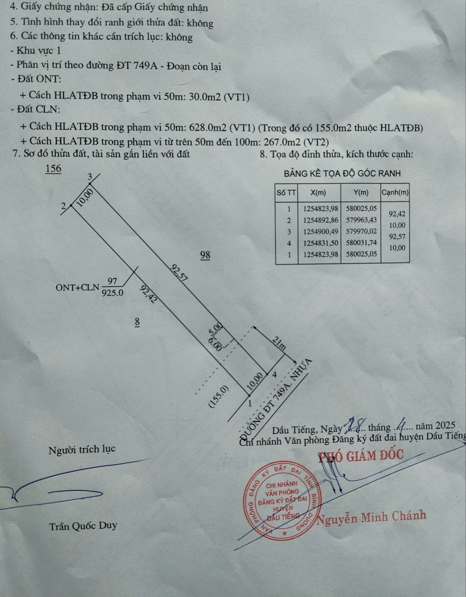Bán đất 925m2 có sẵn 50m2 thổ cư, ngang 10m, giá 2 tỷ 2 ở Dầu Tiếng