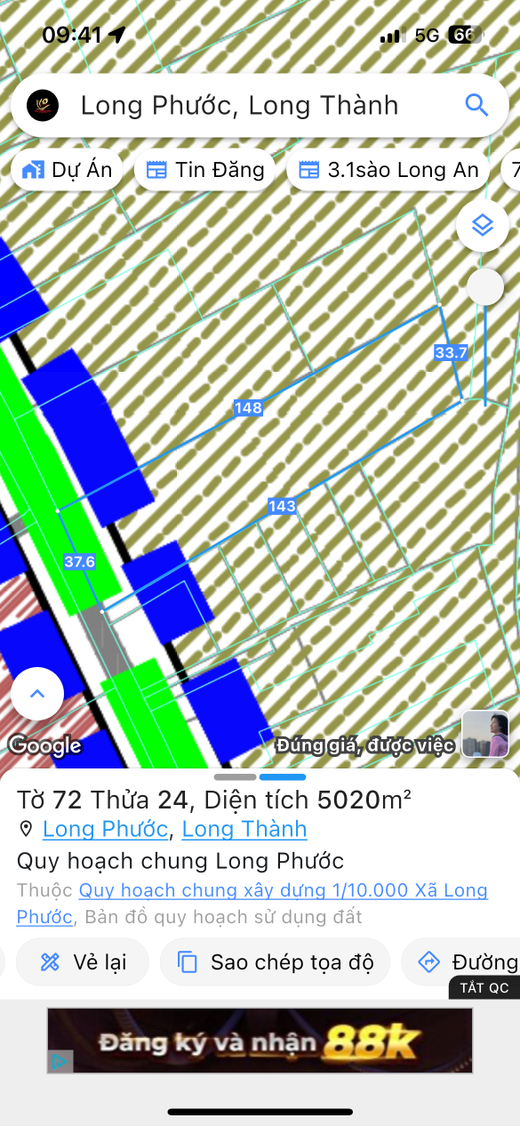 Bán đất 5001.3m² ngang 37m giá 100 triệu Xã Long Phước