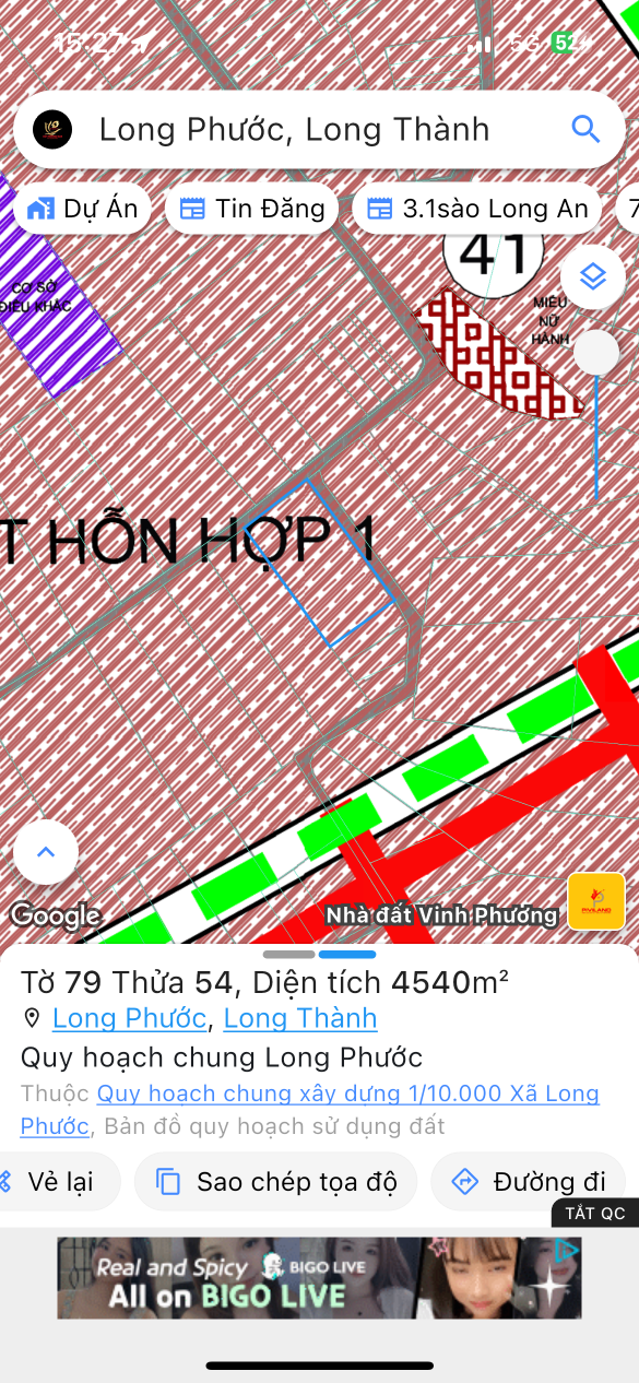 Bán đất 4540m² ngang 49,6m giá 300 triệu Xã Long Phước
