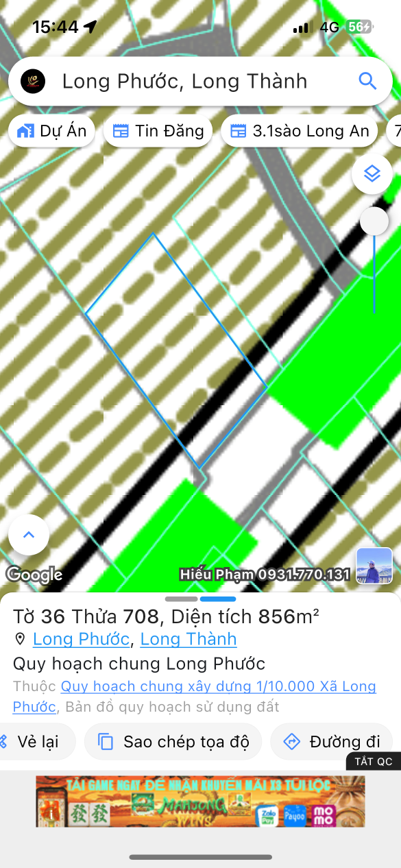 Bán đất 856.3m² ngang 22m giá 800 triệu Xã Long Phước