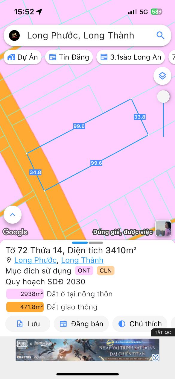 Bán đất 3182.7m² giá 30 tỷ Xã Long Phước