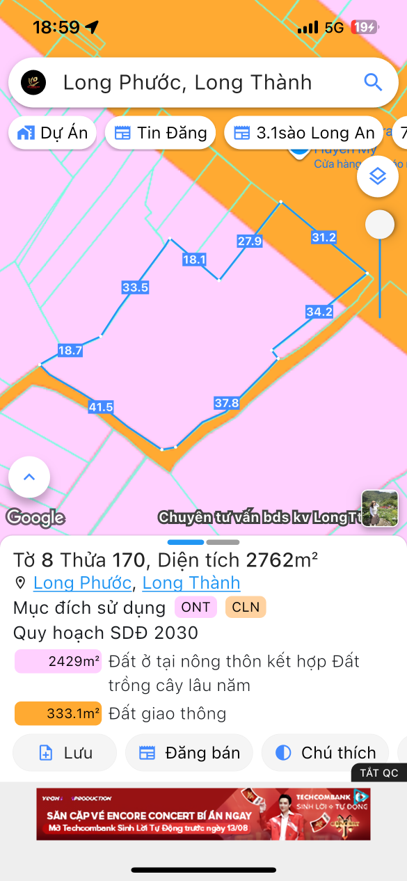 Bán đất 3030m² ngang 31m giá 105 tỷ Xã Long Phước