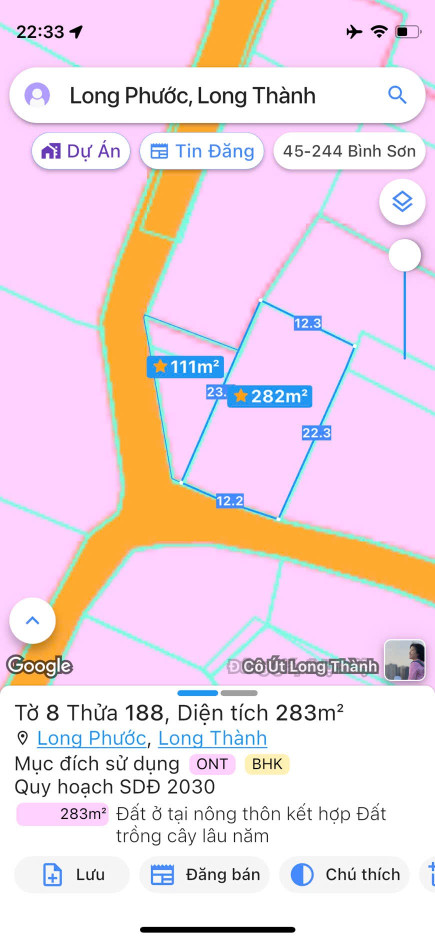 Bán đất 393m² ngang 12m giá 11.09 tỷ Xã Long Phước