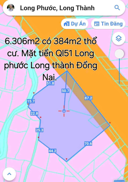 Bán đất 6306.8m² ngang 86m giá 280 tỷ tại Xã Long Phước Huyện Long Thành