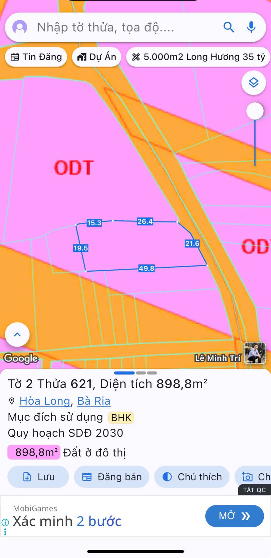 Đất SÀO PHƯỜNG TAM LONG, TP HCM ( Xã Long Phước, TP Bà Rịa )