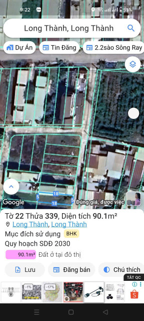 Bán đất 90.1m² ngang 5m giá 1.7 tỷ Xã Long Thành