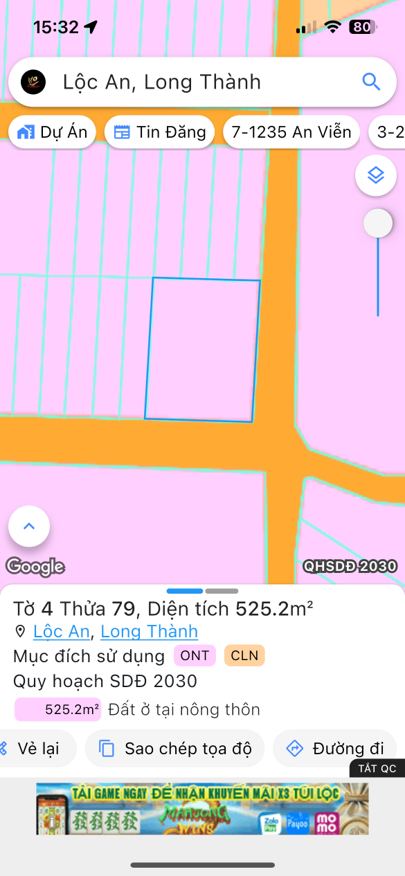 Bán đất 525.3m² ngang 20m giá 5.7 tỷ Xã Long Thành
