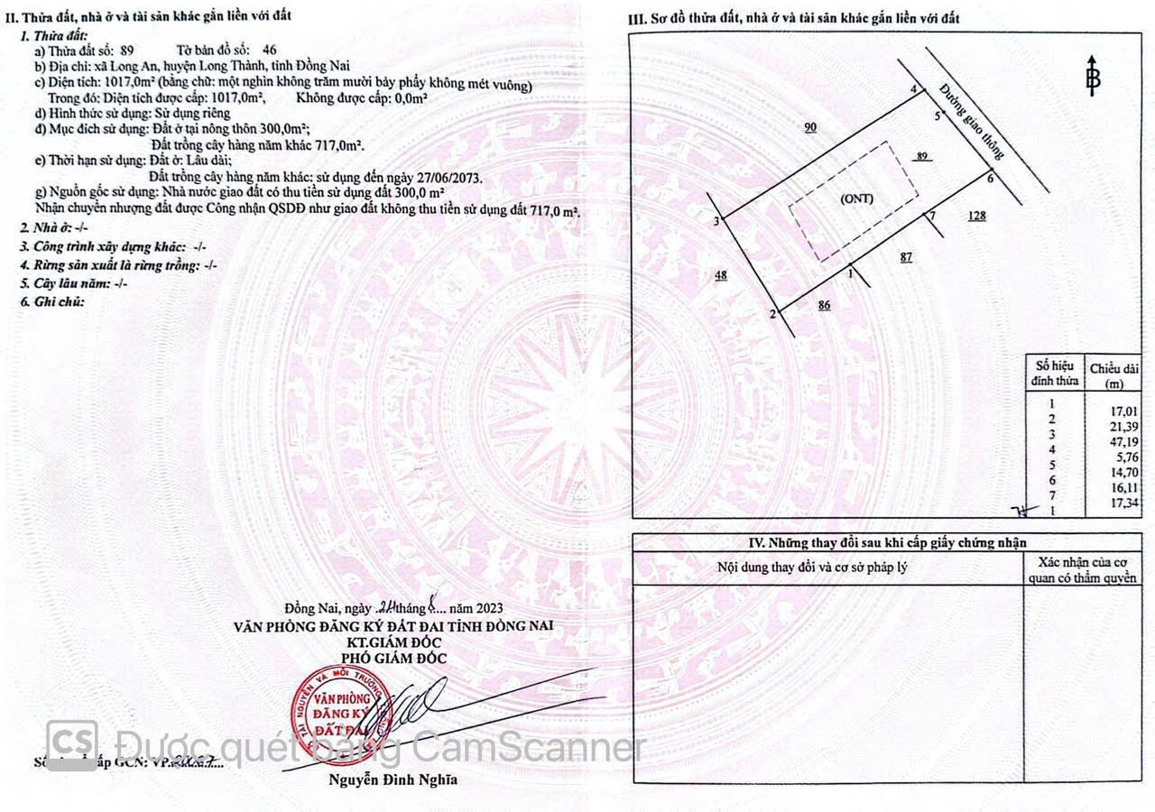 Bán đất 1017m² ngang 20,5m giá 9.5 tỷ Xã Long Thành