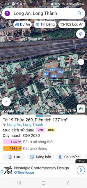 Bán đất 2780m² ngang 45m giá 18.07 tỷ Xã Long Thành