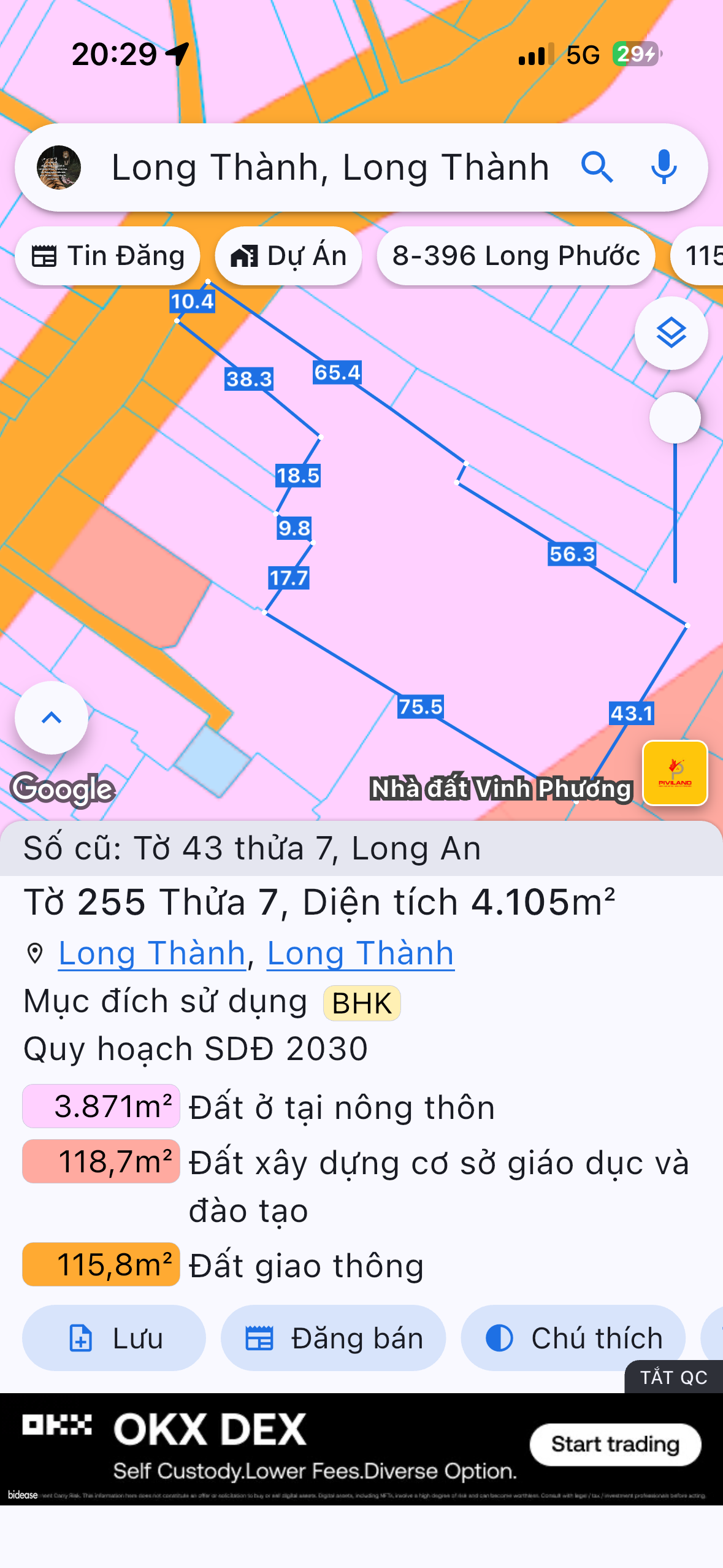 Bán đất 4100m² ngang 10m giá 28.7 tỷ tại Xã Long Thành