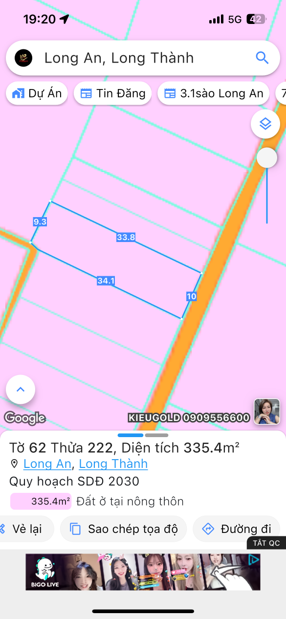 Bán đất 335m² ngang 10m giá 5 tỷ Xã Long Thành