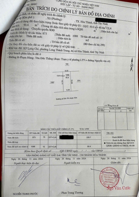 bán đất . DT 90 m2 . phường long thành trung . thị xã hòa thành . tây ninh