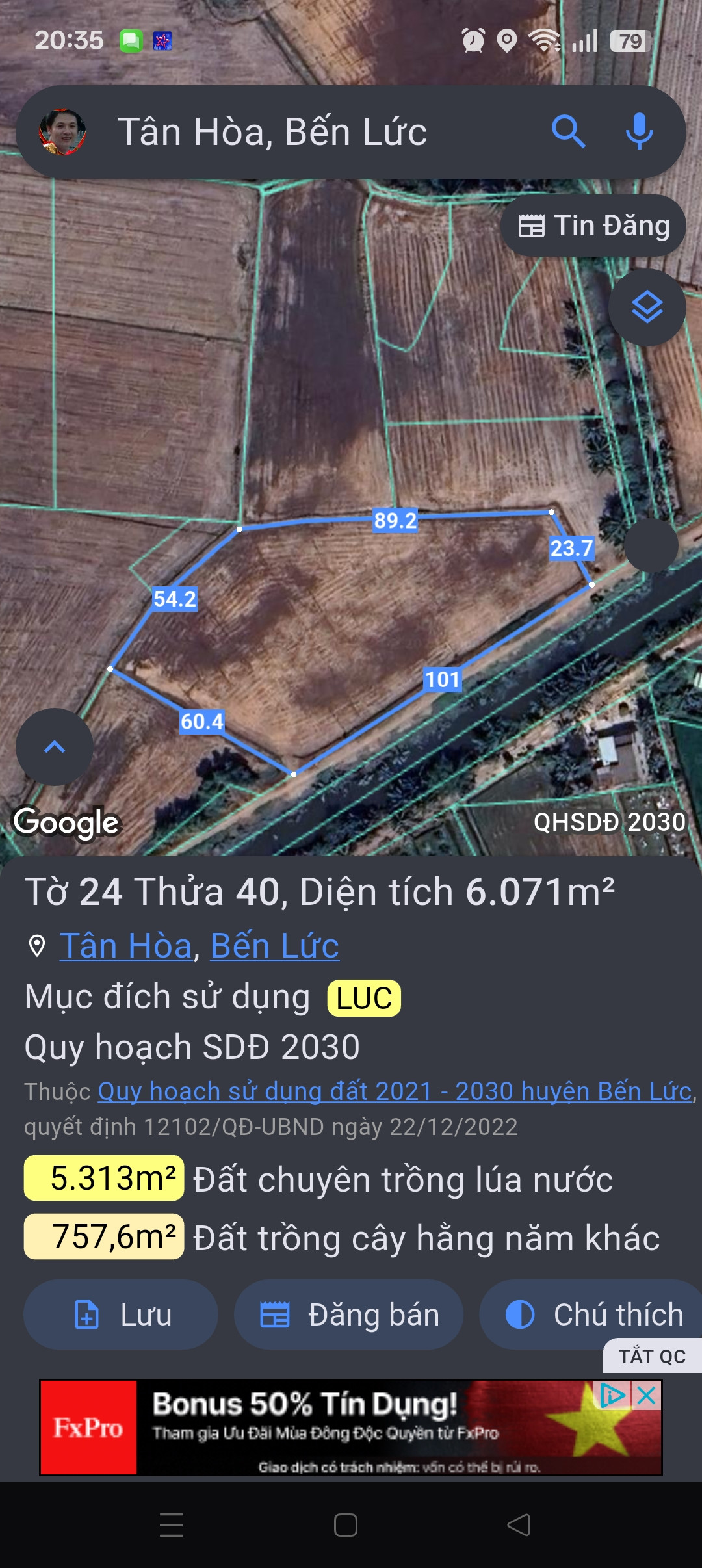 Bán đất 6070.7m² ngang 100m giá 9 tỷ Xã Lương Hòa