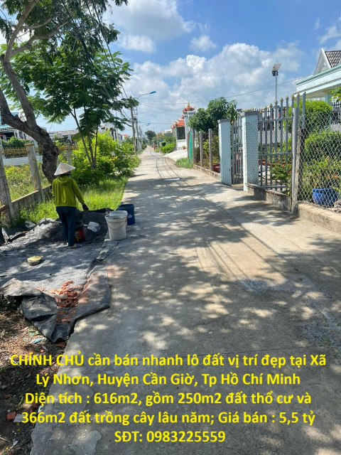 CHÍNH CHỦ cần bán nhanh lô đất vị trí đẹp tại Xã Lý Nhơn, Huyện Cần Giờ, Tp Hồ Chí Minh