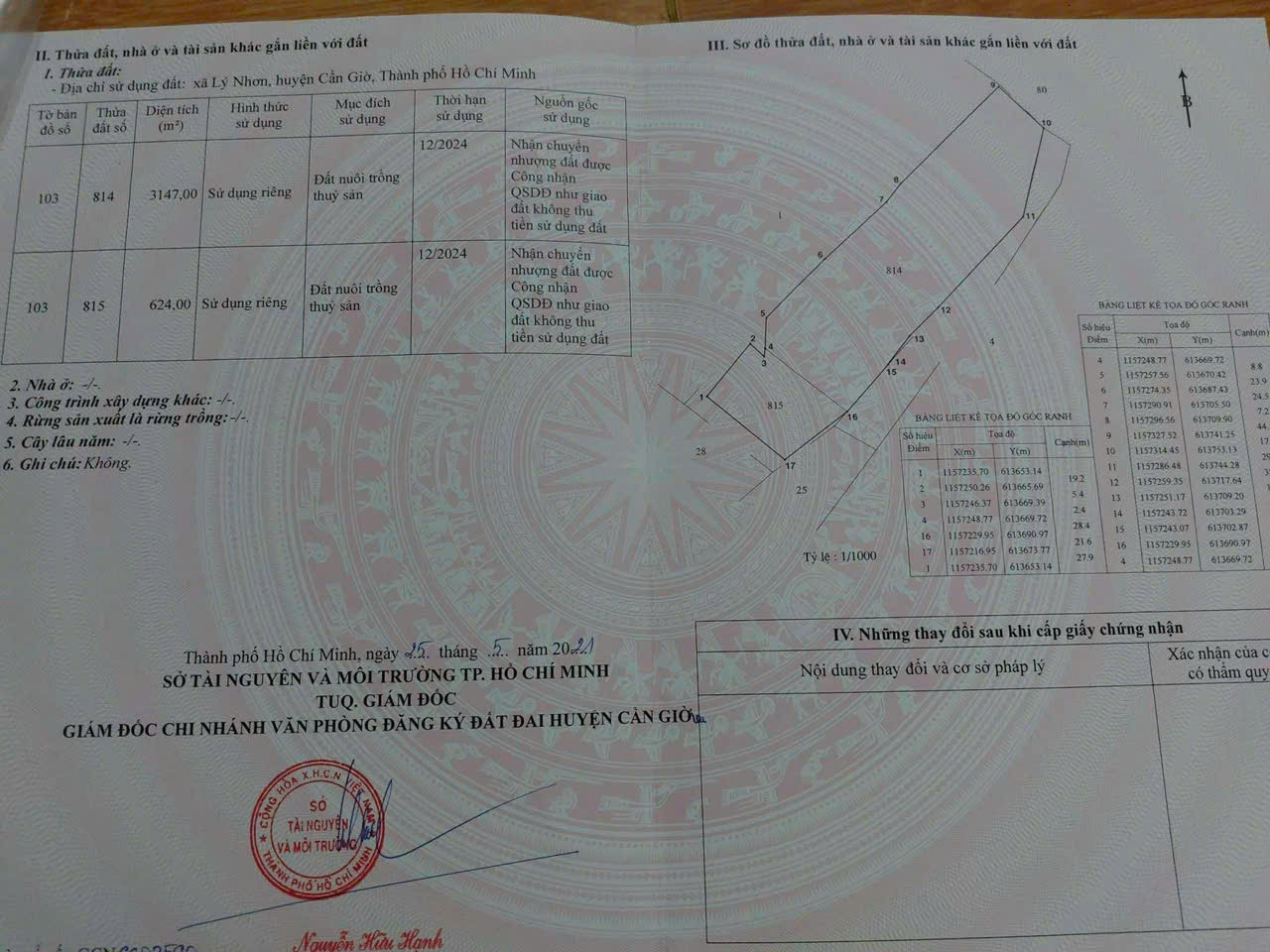 bán đất nuôi trồng thửy sản -xã lý nhơn đường đá xanh 6m