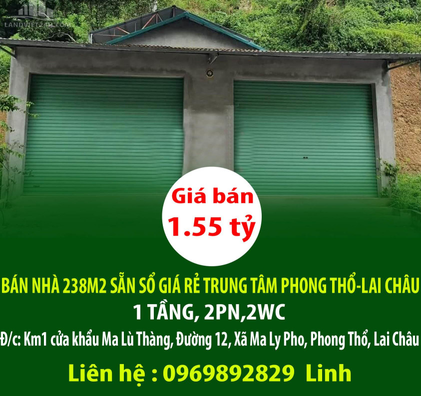 CHÍNH CHỦ BÁN NHÀ 238M2 SẴN SỔ GIÁ RẺ TRUNG TÂM PHONG THỔ-LAI CHÂU