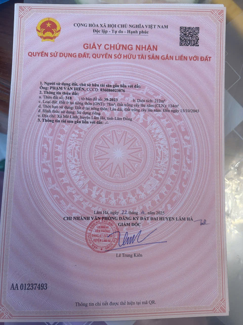 Đất Thổ Cư Ven Đà Lạt 560 TRIỆU xã Mê Linh