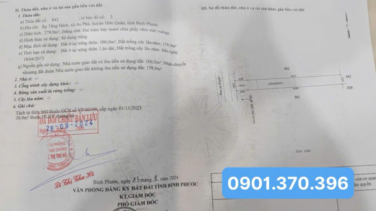 Bán đất 280m² ngang 5m giá 190 triệu Xã Minh Đức Liên hệ chính chủ: 0901.370.396