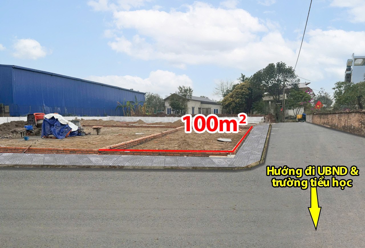 Bán mảnh đất 3 mặt tiền vuông vắn xã Minh Phú, Sóc Sơn, 100m2 x mt 6m, chỉ nhỉnh 2 tỷ